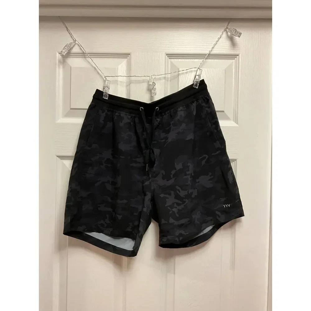 Black Camo Athletic Shorts Performance Workout Training Running Gym Activewear - Picture 2 of 5